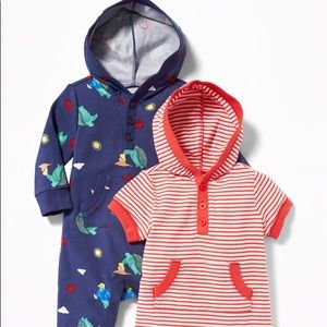 🐢 🐢 🦀 🦀 Baby Hooded One-Piece 2-Pack for Baby